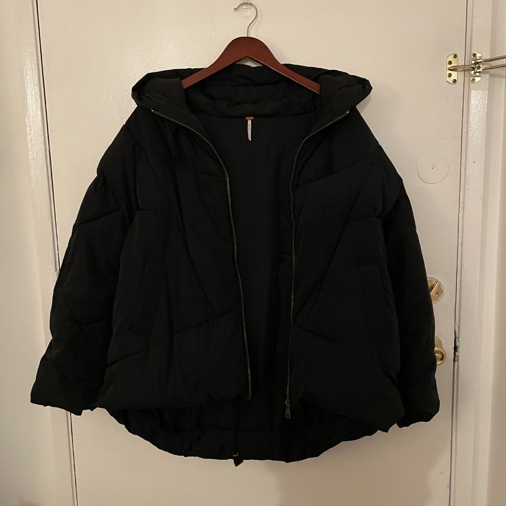 Oversized Black Puffer Jacket | Free People | Small